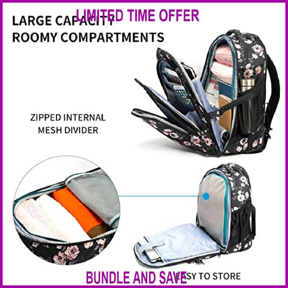 17 Inch Rolling Laptop Backpack Water Repellent Travel Friendly RFID Pockets - Picture 4 of 7